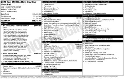 2026 RAM 1500 RAM 1500 BIG HORN CREW CAB 4X4 5'7' BOX