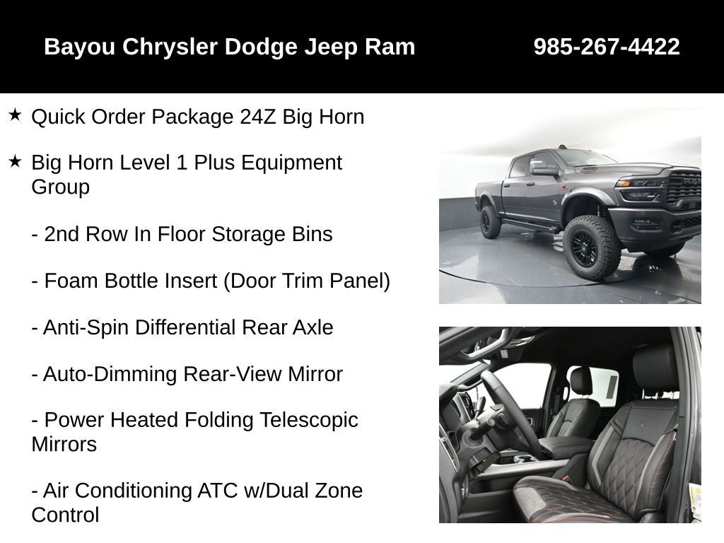 2025 RAM Ram 2500 RAM 2500 BIG HORN CREW CAB 4X4 SCA Black Widow