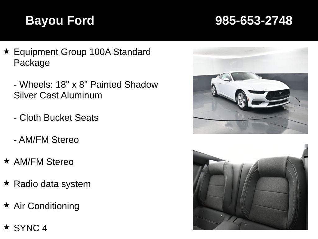 2026 Ford Mustang EcoBoost 100A